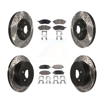 Front Rear Drilled Slot Brake Rotor Semi-Metallic Pad Kit For Nissan Murano INFINITI QX70 KDF-100276