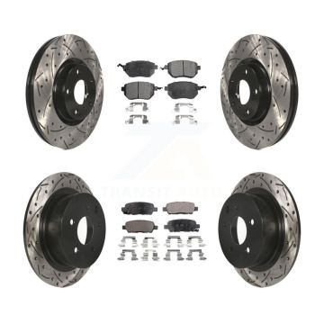 Front Rear Drilled Slot Disc Brake Rotor & Semi-Metallic Pad Kit For Nissan Altima Maxima KDF-100278