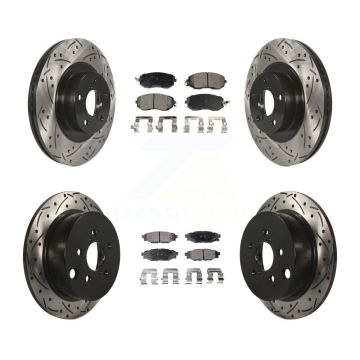 Front Rear Drill Slot Brake Rotors Semi-Metallic Pad Kit For Subaru Forester XV Crosstrek KDF-100287