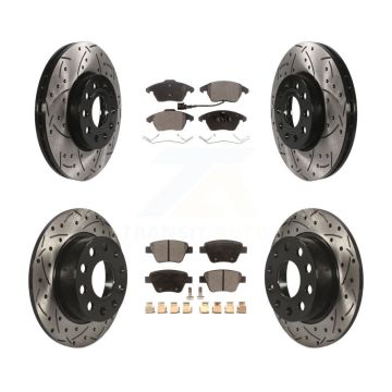Front Rear Drilled Slot Brake Rotors Semi-Metallic Pad Kit For Volkswagen Jetta 1.8L/1.4L KDF-100300