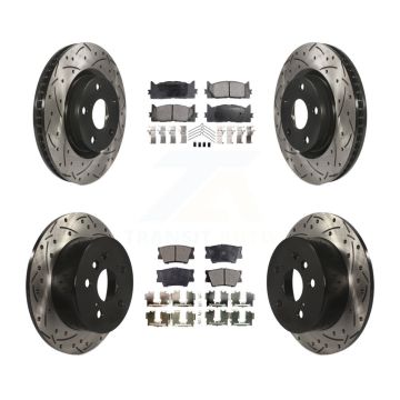 Front Rear Drill Slot Disc Brake Rotor Semi-Metallic Pad Kit For Toyota Camry Lexus ES350 KDF-100309