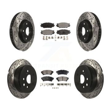 Front Rear Drilled Slot Brake Rotor & Semi-Metallic Pad Kit For Lexus IS250 Base with RWD KDF-100312