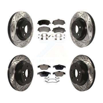 Front Rear Drilled Slot Brake Rotor Semi-Metallic Pad Kit For Mercedes-Benz GLK350 GLK250 KDF-100316