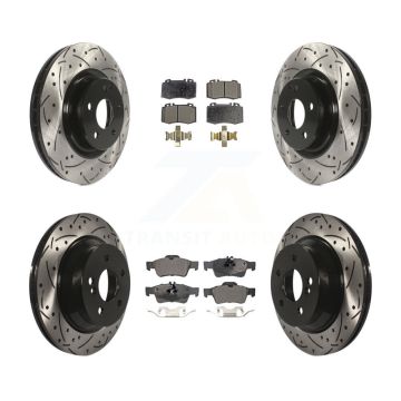 Front Rear Drilled Slot Brake Rotor Semi-Metallic Pad Kit For Mercedes-Benz CLS550 CLS500 KDF-100317