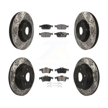 Front Rear Drilled Slot Brake Rotor Semi-Metallic Pad Kit For Ford Escape Transit Connect KDF-100319