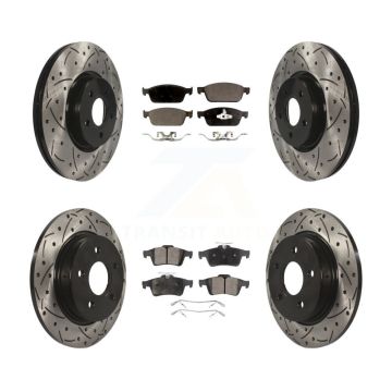 Front Rear Drill Slot Disc Brake Rotors Semi-Metallic Pad Kit For 2013-2018 Ford Focus ST KDF-100321