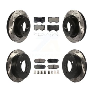 Front Rear Drilled Slot Brake Rotor Semi-Metallic Pad Kit For Toyota Tundra Sequoia Lexus KDF-100324
