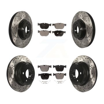 Front Rear Drilled Slot Brake Rotor Semi-Metallic Pad Kit For BMW X6 xDrive35i From 10 08 KDF-100327