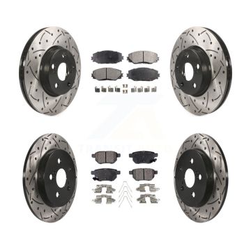 Front Rear Drill Slot Brake Rotor Semi-Metallic Pad Kit For Toyota Corolla Matrix Pontiac KDF-100334