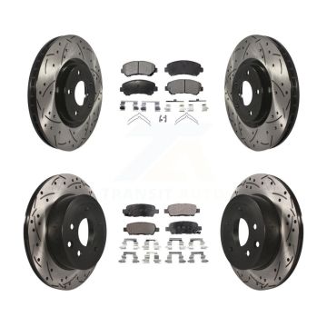 Front Rear Drilled Slot Brake Rotors Semi-Metallic Pad Kit For 14-17 Nissan Juke Nismo RS KDF-100339