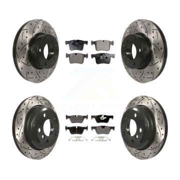 Front Rear Drilled Slot Disc Brake Rotor & Semi-Metallic Pad Kit For BMW 320i xDrive 328d KDF-100340