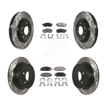 Front Rear Coat Drill Slot Disc Brake Rotors Semi-Metallic Pad Kit For Nissan Sentra Juke KDF-100360