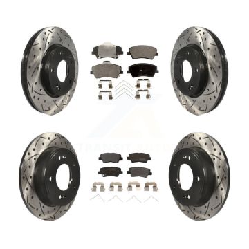 Front Rear Drilled Slot Brake Rotors Semi-Metallic Pad Kit For 17-20 Hyundai Elantra 2.0L KDF-100365