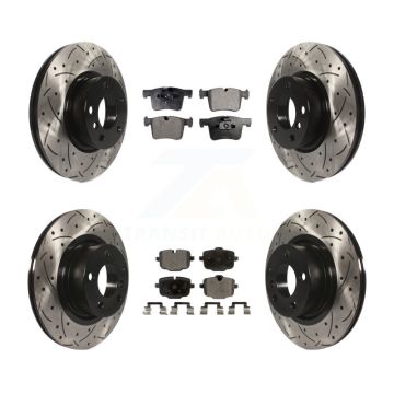 Front Rear Drilled Slot Disc Brake Rotor Semi-Metallic Pad Kit For 2012 BMW X3 From 10 11 KDF-100366