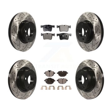 Front Rear Coated Drilled Slotted Disc Brake Rotors & Semi-Metallic Pad Kit For BMW X3 X4 KDF-100367