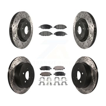 Front Rear Drill Slot Brake Rotor Semi-Metallic Pad Kit For Nissan Murano Pathfinder QX60 KDF-100386