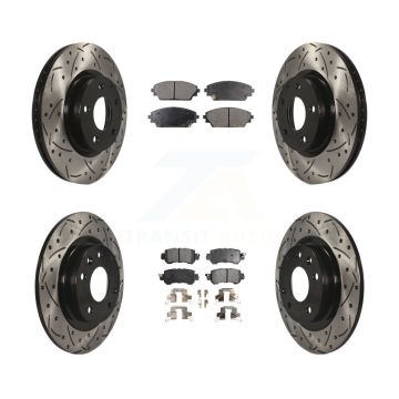 Front Rear Drill Slot Disc Brake Rotor Semi-Metallic Pad Kit For 2016-2018 Mazda CX-3 AWD KDF-100392