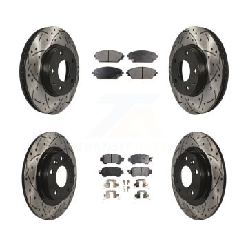 Front Rear Drill Slot Disc Brake Rotor Semi-Metallic Pad Kit For 2016-2018 Mazda CX-3 FWD KDF-100396