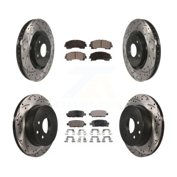 Front Rear Coated Drilled Slotted Disc Brake Rotor Semi-Metallic Pad Kit For Nissan Rogue KDF-100401