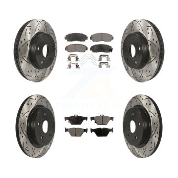 Front Rear Drill Slot Brake Rotors Semi-Metallic Pad Kit For 2016-2019 Subaru Legacy 2.5L KDF-100404