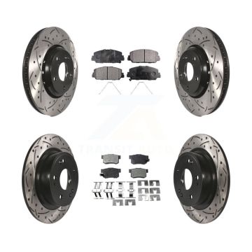 Front Rear Coat Drill Slot Disc Brake Rotor Semi-Metallic Pad Kit For 2017-2022 Acura ILX KDF-100408