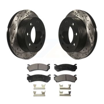 Rear Drill Slot Brake Rotor Semi-Metallic Pad Kit For Chevrolet GMC Sierra 2500 HD Hummer KDF-100412
