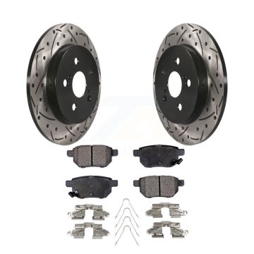 Rear Drilled Slot Brake Rotor Semi-Metallic Pad Kit For Toyota Corolla Matrix Prius Prime KDF-100418