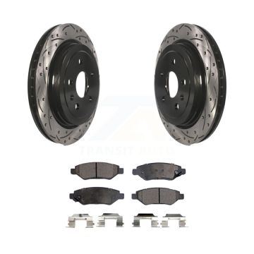 Rear Drill Slot Disc Brake Rotors Semi-Metallic Pad Kit For Chevrolet Camaro Cadillac CTS KDF-100420