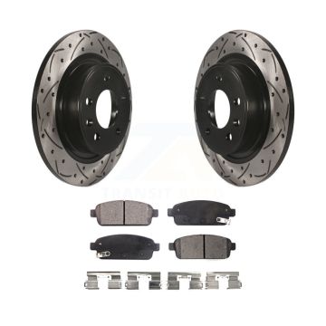 Rear Drilled Slot Brake Rotor Semi-Metallic Pad Kit For Chevrolet Cruze Buick Verano Volt KDF-100430