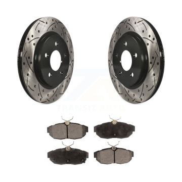 Rear Coated Drilled Slotted Disc Brake Rotors And Semi-Metallic Pads Kit For Ford Mustang KDF-100434