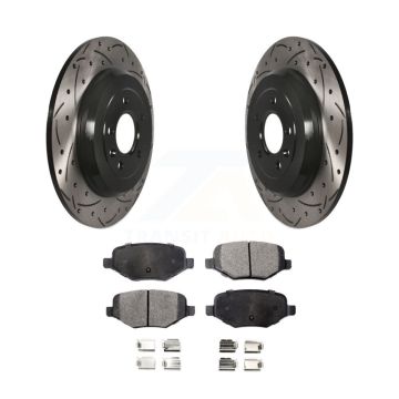 Rear Drill Slot Brake Rotor Semi-Metallic Pad Kit For Ford Explorer Edge Flex Lincoln MKX KDF-100443