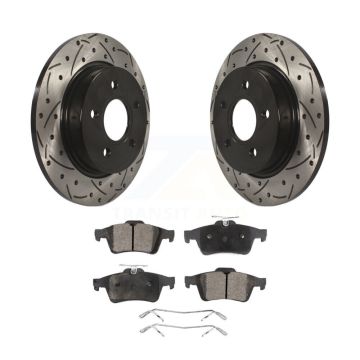 Rear Coated Drilled Slotted Disc Brake Rotors And Semi-Metallic Pads Kit For Ford Focus KDF-100445