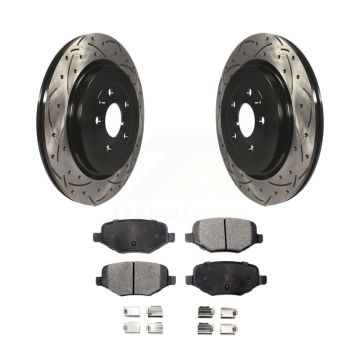 Rear Drilled Slot Brake Rotors Semi-Metallic Pad Kit For Ford Explorer Police Interceptor KDF-100448