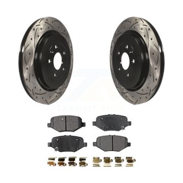 Rear Drilled Slot Brake Rotors Semi-Metallic Pad Kit For Ford Explorer Flex Taurus Police KDF-100449