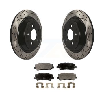 Rear Coated Drilled Slotted Disc Brake Rotors And Semi-Metallic Pads Kit For Ford Mustang KDF-100454