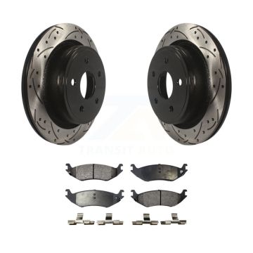 Rear Coated Drilled Slotted Disc Brake Rotor And Semi-Metallic Pad Kit For Dodge Ram 1500 KDF-100455