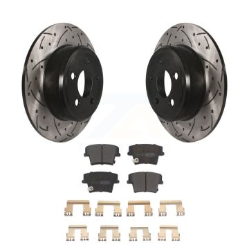 Rear Drilled Slot Brake Rotor Semi-Metallic Pad Kit For Dodge Chrysler 300 Charger Magnum KDF-100457