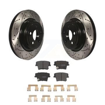 Rear Coated Drilled Slot Disc Brake Rotors Semi-Metallic Pad Kit For Dodge Charger Magnum KDF-100459