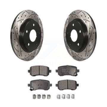 Rear Drill Slot Brake Rotors Semi-Metallic Pad Kit For Dodge Grand Caravan Journey Town & KDF-100464