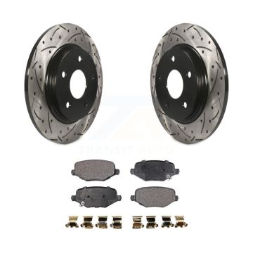 Rear Drill Slot Brake Rotor Semi-Metallic Pad Kit For Dodge Grand Caravan Chrysler Town & KDF-100466