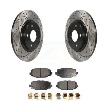 Rear Drill Slot Brake Rotors Semi-Metallic Pad Kit For Dodge Grand Caravan Journey Town & KDF-100470