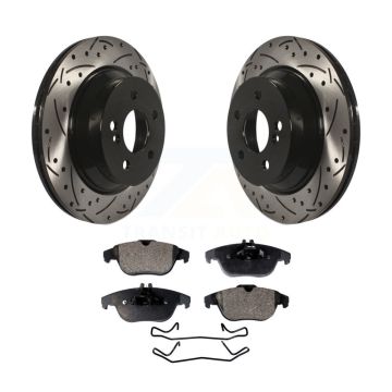Rear Drilled Slot Brake Rotors Semi-Metallic Pad Kit For Mercedes-Benz GLK350 GLK250 E350 KDF-100477