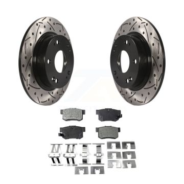 Rear Coat Drill Slot Disc Brake Rotor Semi-Metallic Pad Kit For Honda Civic Acura CSX ILX KDF-100482