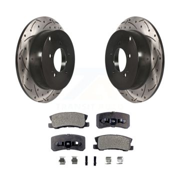 Rear Drilled Slot Disc Brake Rotors Semi-Metallic Pad Kit For Mitsubishi Lancer Outlander KDF-100496