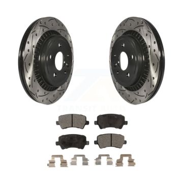 Rear Coated Drilled Slot Disc Brake Rotors Semi-Metallic Pad Kit For 2010-2017 Volvo XC60 KDF-100508