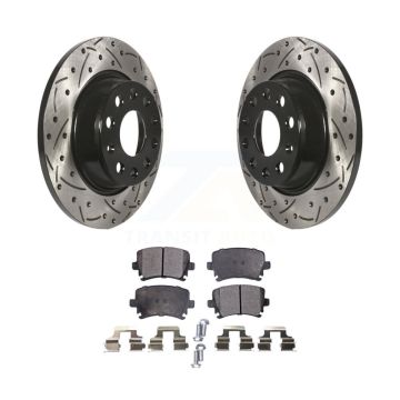 Rear Drill Slot Brake Rotors Semi-Metallic Pad Kit For Volkswagen Tiguan CC Jetta Audi Q3 KDF-100510