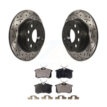 Rear Drilled Slot Brake Rotor Semi-Metallic Pad Kit For Volkswagen Jetta Beetle Golf Audi KDF-100516