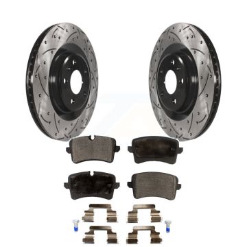 Rear Drill Slot Brake Rotor Semi-Metallic Pad Kit For Audi Porsche Macan A6 Quattro A7 A8 KDF-100518