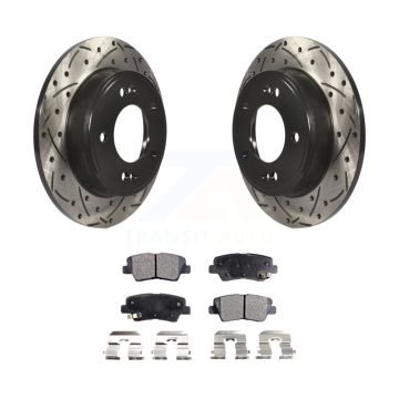 Rear Drilled Slot Brake Rotor Semi-Metallic Pad Kit For Hyundai Elantra Kia Forte GT Soul KDF-100523