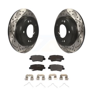 Rear Drill Slot Disc Brake Rotor Semi-Metallic Pad Kit For Hyundai Elantra Venue Kia Soul KDF-100524